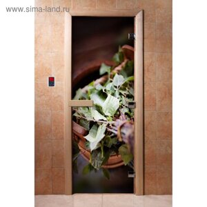 Дверь с фотопечатью, стекло 8 мм, размер коробки 190 70 см, левая, цвет А008