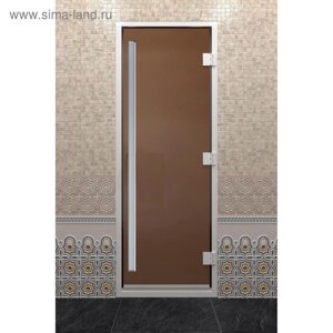 Дверь стеклянная «Хамам Престиж», размер коробки 190 70 см, правая, бронза матовая