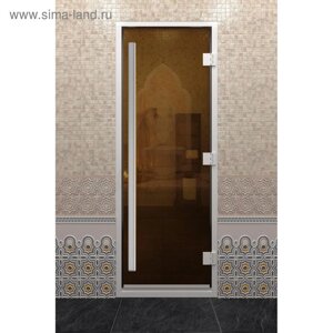 Дверь стеклянная «Хамам Престиж», размер коробки 190 80 см, правая, цвет бронза