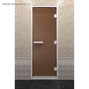 Дверь стеклянная «Хамам», размер коробки 190 70 см, правая, цвет бронза матовая