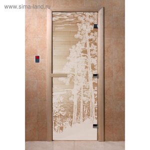 Дверь стеклянная «Рассвет», размер коробки 190 70 см, 8 мм, прозрачная, левая