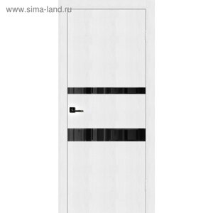 Дверное полотно Cotta, 2000 900 мм, стекло чёрное / фацет, цвет белый
