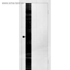 Дверное полотно Gloria, 2000 800 мм, стекло чёрное / фацет, цвет белый глянец