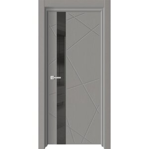 Дверное полотно L 22, 700 2000 мм, глухое, цвет grey soft / стекло чёрное