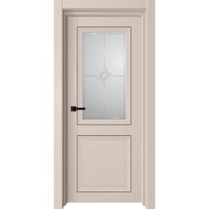 Дверное полотно Next, 600 2000 мм, остеклённое, цвет латте софт / белый сатин