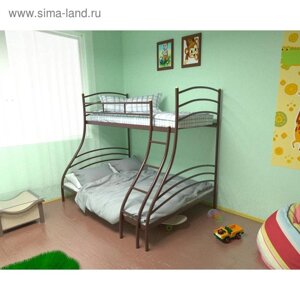 Двухъярусная кровать «Глория», 140 190 см, металл, лестница справа, цвет коричневый