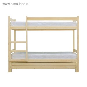 Двухъярусная кровать с выдвижным спальным местом 3 в 1, 800 2000 мм, 800 1900 мм, сосна