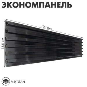 Экономпанель металл 1 мм, 1 паз, 1001,915,5 см, шаг 2,5 см, цвет чёрный