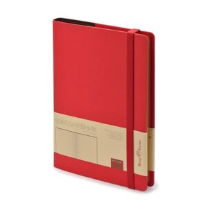 Ежедневник недатированный А5, 136 листов OXFORD, на резинке, обложка искусственная кожа, сменный блок, ляссе, блок 70 г/м2, красный