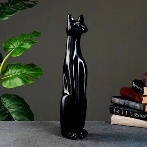 Фигура "Кошка Египетская №1" большая черная глянцевая 10х11х45см