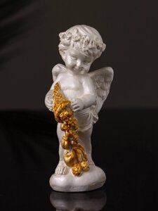 Фигурка гипс «Ангел с рогом изобилия», 8.53 см, перламутр