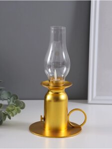 Фигурка светящаяся RISALUX «Лампа», LED 3xLR44, с эффектом живого пламени, золото, 111122 см