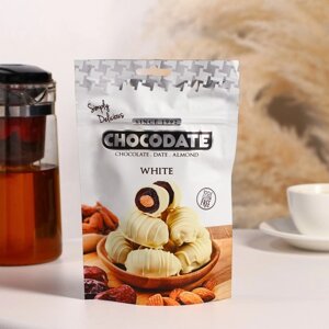 Финики с миндалем «Chocodate» в белом шоколаде, 100 г