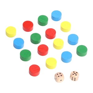 Фишки для настольных игр, 16 шт 2 1 см, 2 кубика 1.4 см