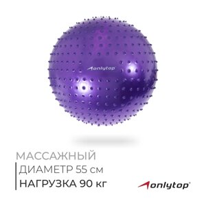 Фитбол 55 см, 800 гр, массажный, цвет фиолетовый