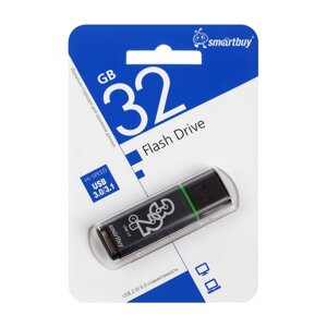 Флешка SmartBuy 032GB Glossy, 32 Гб, USB3.0, чт до 75 Мб/с, зап до 25 Мб/с, серая