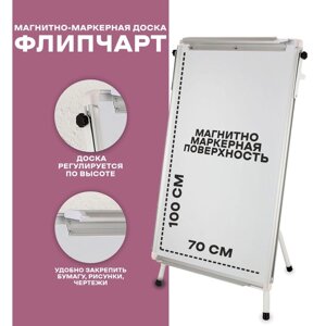 Флипчарт-магнитно-маркерная доска, регулируется по высоте, размер доски — 70 100 см