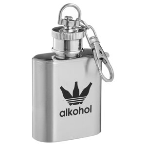 Фляжка-брелок для алкоголя и воды Alkohol, нержавеющая сталь, подарочная, 30 мл, 1 oz