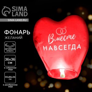 Фонарик желаний «Вместе навсегда», сердце, цвета МИКС