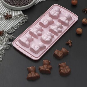 Форма для льда и шоколада «Зверята», 8 ячеек, 25112,5 см, цвет МИКС