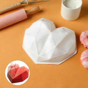 Форма для муссовых десертов и выпечки KONFINETTA «Геометрия любви», силикон, 21,5206 см, цвет белый