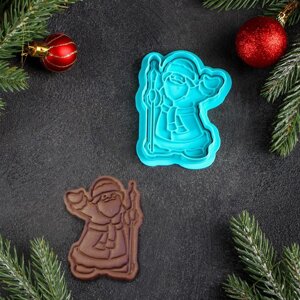 Форма для печенья «Дед Мороз», 97 см, вырубка, штамп, цвет голубой
