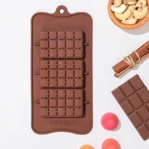 Форма для шоколада Доляна «Мини-десерт», силикон, 2211см, 3 ячейки (57,5 см), цвет коричневый