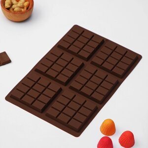 Форма для шоколада Доляна «Плитка», силикон, 27,217,61 см, 6 ячеек (7,57,5 см) , цвет коричневый