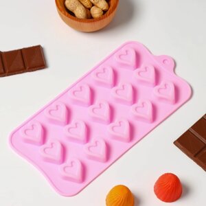 Форма для шоколада Доляна «Сердечко», силикон, 2110 см, 15 ячеек (2,72,8 см), цвет МИКС