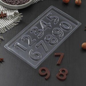 Форма для шоколада и конфет «Цифры», 10 ячеек, 2211 см