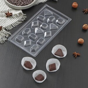 Форма для шоколада и конфет «Самоцветы», 2211 см, 15 ячеек, цвет прозрачный