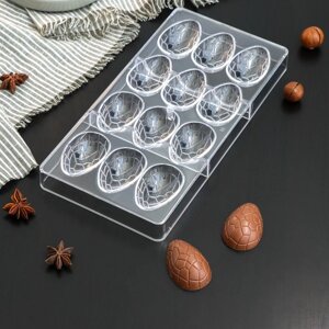 Форма для шоколада KONFINETTA «Шоколадное яйцо», 27,513,5 см, 12 ячеек (3,65,71,5 см)