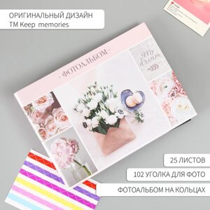 Фотоальбом 25 листов (уголки+кольца) Цветы" 27х19 см