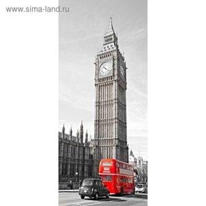 Фотообои "Красный автобус в Лондоне" С-024 (1 полотно), 95x220 см