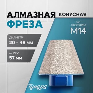 Фреза алмазная конусная ТУНДРА, 20 - 48 мм, для обработки мрамора, гранита и керамики