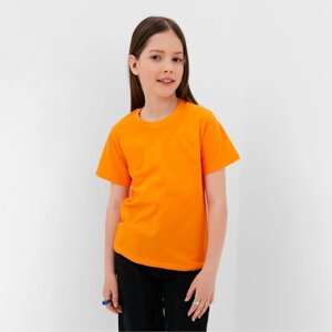 Футболка детская, цвет оранжевый, рост 128 см