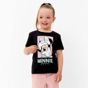 Футболка детская "Minnie" Минни Маус, рост 122-128, цвет чёрный