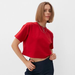 Футболка укороченная женская MINAKU OVERSIZE FIT: цвет фуксия, р-р 44