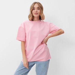 Футболка женская MINAKU OVERSIZE FIT: цвет светло-розовый, р-р 48