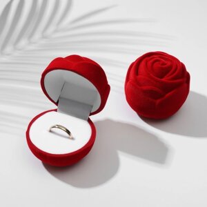 Футляр бархатный под кольцо «Роза» крупная, 65,55,5, цвет красный, вставка белая
