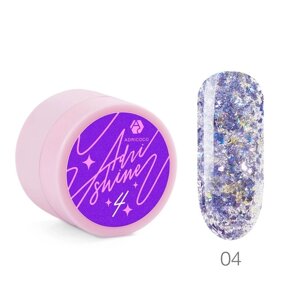 Гель для дизайна ногтей Adricoco Shine, светоотражающий, с голографическим глиттером,04 сказочный фиолетовый