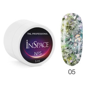 Гель для дизайна ногтей TNL Professional InSpace, светоотражающий, с голографическим глиттером,05 металлическая и