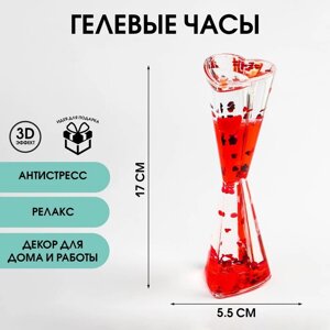 Гелевые часы "Сердце", антистресс, 5.5 х 17 см, красные