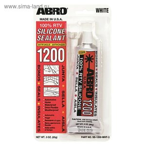 Герметик силиконовый 1200 ABRO, белый, 85 г SS-1200-3-WH