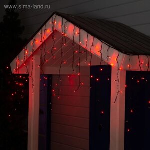 Гирлянда «Бахрома» 3 0.6 м, IP44, УМС, тёмная нить, 160 LED, свечение красное, 220 В