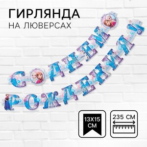 Гирлянда на люверсах "С Днем Рождения! длина 235 см, Холодное Сердце