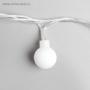 Гирлянда «Нить» 5 м с насадками «Шарики белые», IP20, прозрачная нить, 30 LED, свечение тёплое белое, 8 режимов, 220 В