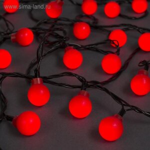 Гирлянда «Нить» 5 м с насадками «Шарики красные», IP20, тёмная нить, 30 LED, свечение красное, 8 режимов, 220 В