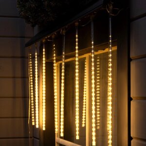 Гирлянда «Сосульки» 2.5 0.5 м, IP65, прозрачная нить, 288 LED, свечение тёплое белое с эффектом стекания, 12 В