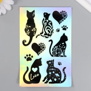 Голографические наклейки (стикеры) Коты" 10х15 см, 5-201